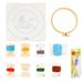 FRCOLOR 15cm Round Embroidery Base DIY Punch Embroidery Set Cloth Needles Wools Thread Accessories Embroidery Art Craft for Kids Home Gift Making (Windmill Style Pattern)