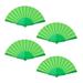 Uxcell Folding Fan Vintage Handheld Fans Plastic for Halloween Party 42x23cm/16.54x9.06 Pack of 4 (Dark Green)