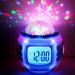 Starry Projector Lamp Battery Powered LED Alarm Clock Projection Light Portable Digital Alarm Clock with Calendar Thermometer Decorative Night Light for Bedroom Living Room Kids Room