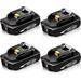 4Pack 3.0Ah BL1830B Replacement for Makita 18V Battery Lithium BL1815 BL1820 BL1820B BL1830B BL1835 BL1840 BL1850 BL1860 LXT400