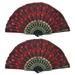 BESTONZON 2pcs Dancing Fan Sequined Embroidery Folding Fan Handhled Fan Crafts Fan Gift Fan for Friends Dancer (Red)