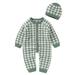 Entyinea Sweater Tops for Baby Boy Boys Solid Knitted Sweater Baby Jumpsuit Romper Cotton Caps Hat Outfits Clothes Sets Green 73