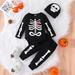 Esho 0-18M Baby Boys Girls Halloween 3Pcs Outfits Skeleton Pumpkin Print Bodysuit + Pant + Hat Set