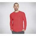 Skechers Men's GO DRI All Day L/S Diamond T-Shirt Solid in Gunmetal/Red, Size 2XL | Recycled Polyester/Spandex