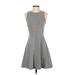 Ann Taylor LOFT Casual Dress - A-Line Crew Neck Sleeveless: Gray Dresses - Women's Size 0