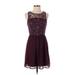 Alya Casual Dress - Party High Neck Sleeveless: Burgundy Solid Dresses - Women's Size 0