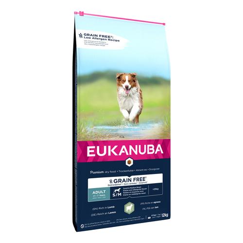 12kg Eukanuba Grain Free Adult Small & Medium Breed Lamm Hundefutter trocken