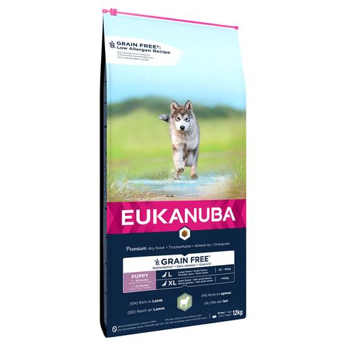 12kg Eukanuba Grain Free Puppy Large Breed Lamm Hundefutter trocken