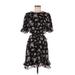 Charles Henry Casual Dress - Mini: Black Floral Dresses - New - Women's Size Medium