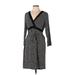 Casual Dress - Wrap: Black Polka Dots Dresses - Women's Size Large