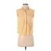 Habitual Sleeveless Button Down Shirt: Yellow Tops - Women's Size X-Small