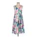 Ann Taylor LOFT Casual Dress - A-Line V Neck Sleeveless: Pink Print Dresses - New - Women's Size 0