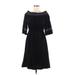 Whistles London Casual Dress - A-Line Boatneck 3/4 sleeves: Black Solid Dresses - Women's Size 8