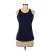 Brooks Active Tank Top: Blue Color Block Activewear - Women's Size Medium