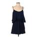 Super down Casual Dress - Mini Scoop Neck Sleeveless: Blue Print Dresses - Women's Size Small