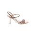 Anne Michelle Heels: Slingback Stilleto Cocktail Party Gold Print Shoes - Women's Size 7 - Open Toe