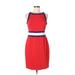 Banana Republic Casual Dress - Sheath High Neck Sleeveless: Red Color Block Dresses - Women's Size 8