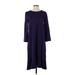 Jordan Casual Dress Crew Neck 3/4 sleeves: Purple Solid Dresses - Women's Size Small Tall