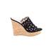Charles by Charles David Wedges: Slip-on Platform Boho Chic Black Print Shoes - Women's Size 10 - Peep Toe