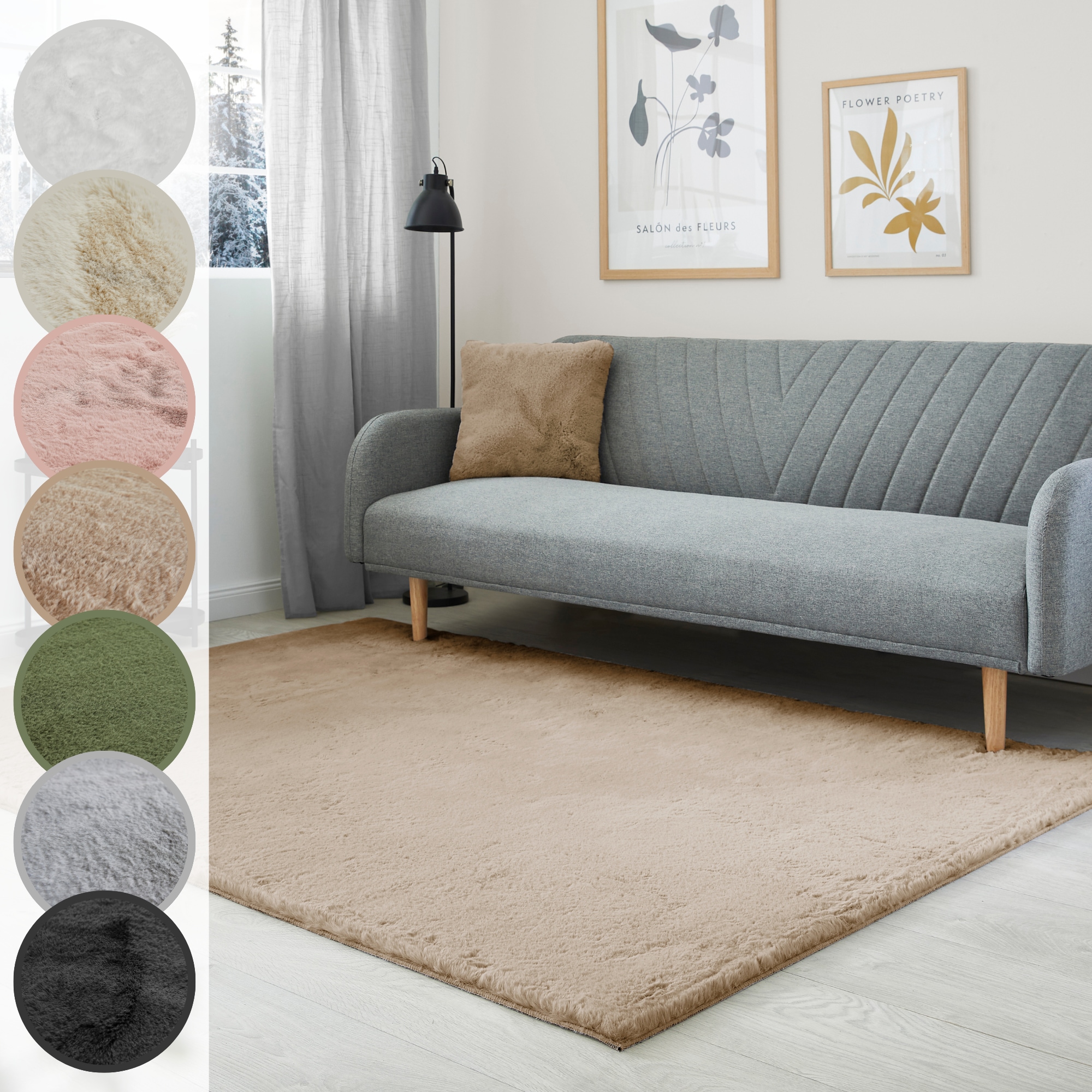 Fellteppich LUXOR LIVING "Novara", braun, B:60cm H:30mm L:120cm, Kunstfaser, Teppiche, Kunstfell, Kaninchenfell-Haptik, besonders weicher Hochflor Image