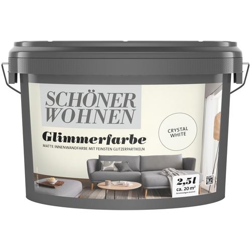 „SCHÖNER WOHNEN-FARBE Wand- und Deckenfarbe „“Trendstruktur Glimmerfarbe““ Farben 2,5 Liter, Wandfarbe mit funkelnden Glitzerpartikeln Gr. 2,5 l 2500 ml, weiß (crystal white) Wandfarbe“