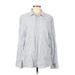 H&M Long Sleeve Button Down Shirt: Blue Print Tops - Women's Size Large