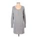 Athleta Casual Dress Scoop Neck Long sleeves: Gray Print Dresses - Women's Size Small