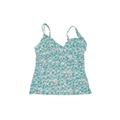 Lands' End Swimsuit Top Blue Floral Motif Swimwear - Women's Size 10 Petite