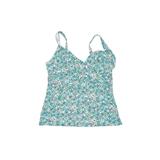 Lands' End Swimsuit Top Blue Floral Motif Swimwear - Women's Size 10 Petite