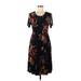 DB Moon Casual Dress - Midi: Black Floral Dresses - Women's Size Medium