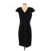 Brooks Brothers Casual Dress - Sheath V Neck Short sleeves: Black Print Dresses - Women's Size 4