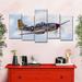 Elephant Stock Air Force P-51 Mustang Aircraft On Canvas 5 Pieces Set Metal in Gray | 80 H x 40 W x 1.25 D in | Wayfair