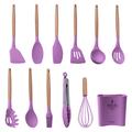 Fortune Candy 12-piece Silicone Kitchen Utensils Set w/ Handles Wood/Stainless Steel/Silicone/Plastic in Indigo | Wayfair MCKW001-PURPLE