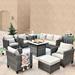 Red Barrel Studio® Kaniha Rattan Sofa Seating Group w/ Cushions Synthetic Wicker/All - Weather Wicker/Wicker/Rattan in Brown/Gray | Outdoor Furniture | Wayfair