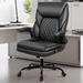 Red Barrel Studio® Ergonomic Faux Leather Home Office Chair Upholstered/Metal in Black | 46.5 H x 29 W x 29 D in | Wayfair