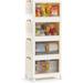 Rebrilliant Malke 4 Drawer Stackable Drawer w/ Locking Wheels Plastic in White | 44.9 H x 11.4 W x 17.9 D in | Wayfair