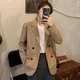 Blazer de bureau à double boutonnage pour femme avec poche à rabat veste trempée pour femme