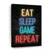 Elephant Stock Neon Eat Sleep Game Repeat On Canvas Print Plastic | 51 H x 34 W x 1.25 D in | Wayfair RV-344_neon-eat-sleep-game-repeat