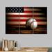 Latitude Run® Baseball American Flag - 3 Piece Wrapped Canvas Set Canvas in Gray/White | 36 H x 57 W x 1.25 D in | Wayfair
