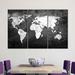 Longshore Tides Iron Impression World Map Multi Piece Canvas Print 3 Pieces Canvas in Black | 65 H x 42 W x 1.25 D in | Wayfair