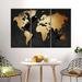 Longshore Tides Gold Map Multi Piece Canvas Print On Canvas 3 Pieces Set Canvas in Black | 45 H x 28 W x 1.25 D in | Wayfair