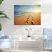 Rosecliff Heights Beach Photo Footprints in V - Nautical & Beach Metal Wall Art Living Room Metal in Blue | 24 H x 32 W x 1 D in | Wayfair