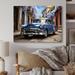 Williston Forge Cuban Blue Classic Car - Transportation Metal Wall Decor Metal in Blue/Indigo | 24 H x 32 W x 1 D in | Wayfair