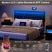 Ivy Bronx Justyne Lift Up Storage Bed Frame, Platform Bed w/ 2 USB Ports & LED Lights Upholstered/Faux leather in Gray/Black | Wayfair