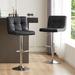 Wrought Studio™ Heloisa Vegan Leather Swivel Adjustable Height Bar Stool Wood/Upholstered in Black | 17 W x 19.7 D in | Wayfair