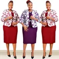 Manteau et robe de bureau à imprimé floral pour femmes style africain grande taille