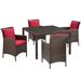 Conduit 5 Piece Outdoor Patio Wicker Rattan Set - East End Imports EEI-3893-BRN-RED-SET