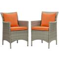 Conduit Outdoor Patio Wicker Rattan Dining Armchair Set of 2 - East End Imports EEI-4027-LGR-ORA