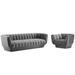 Entertain Vertical Channel Tufted Performance Velvet Sofa and Armchair Set - East End Imports EEI-4086-GRY-SET