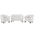 Prospect Channel Tufted 3 Piece Performance Velvet Set - East End Imports EEI-4147-WHI-SET